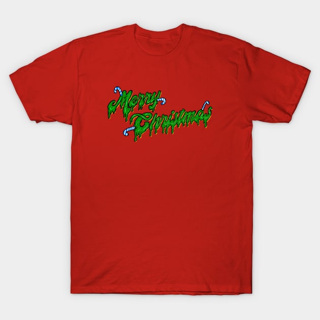 Melting Merry Christmas Candy Cane T-Shirt by yogisnanda